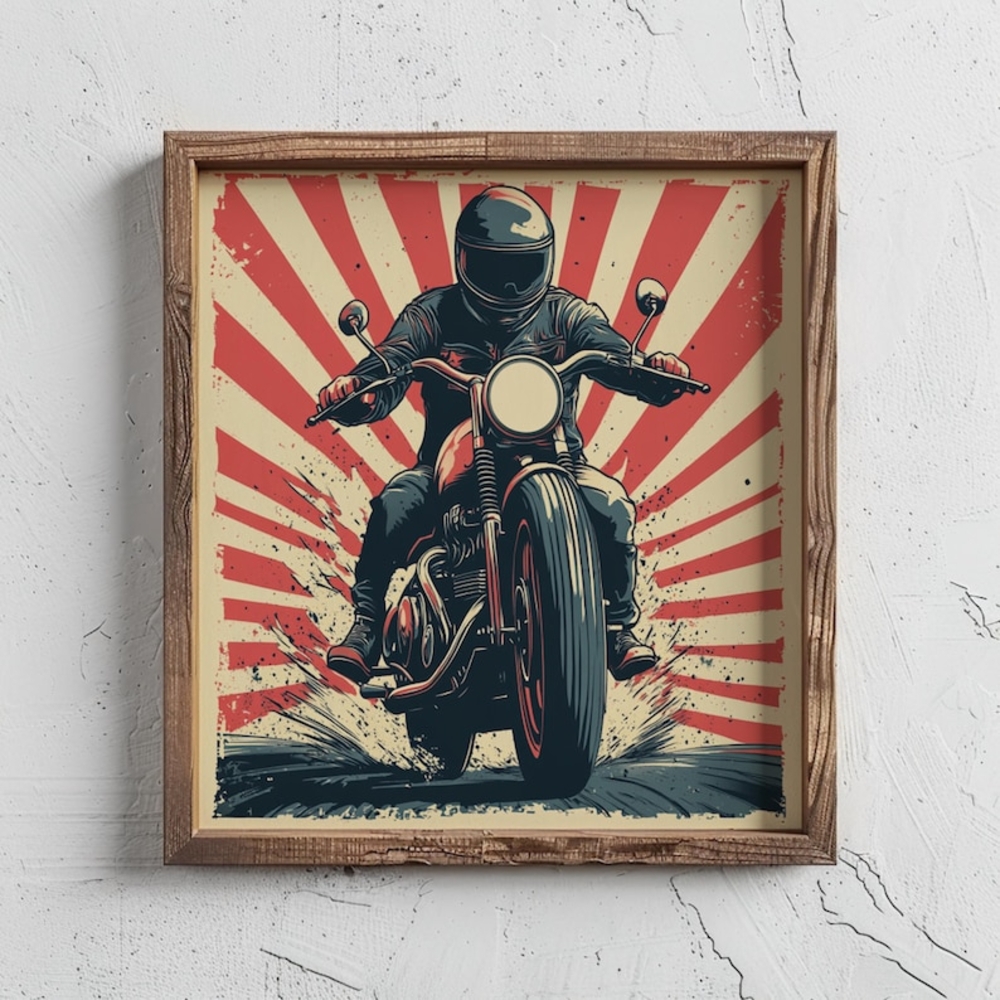 Retro Motorcycle Racer & Traditional Tattoo Flash Art Print- Cafe Bonneville